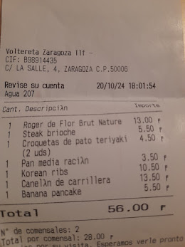 Precio restaurante Voltereta Zaragoza
